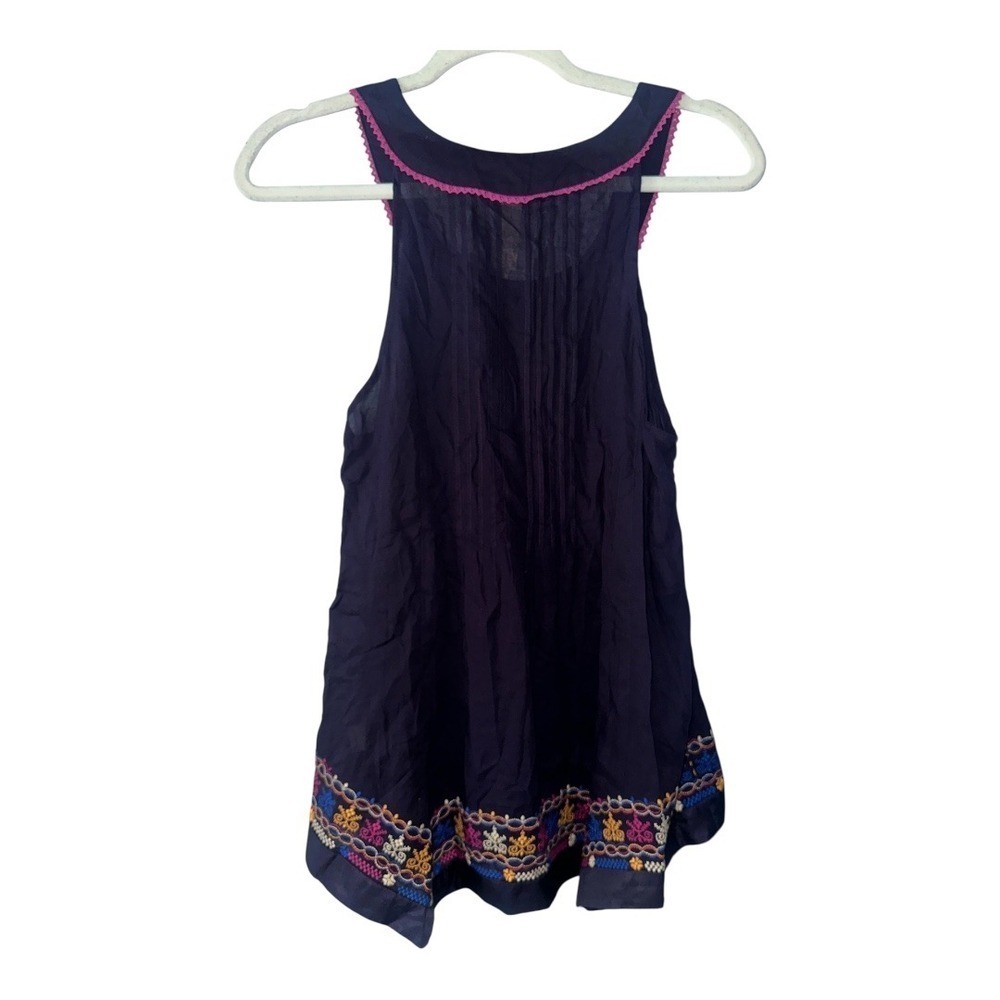 Floreat‎ Anthropologie Purple Embroidered Halter Neck Top, Size 2 - Picture 5 of 8